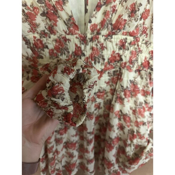 NWT Free People‎ Women's Keep You Smocked Mini Dress Long Sleeve Fall Floral - Picture 6 of 7